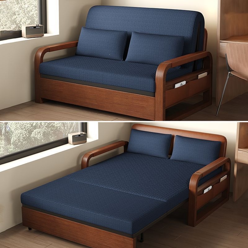 New Style Sofa Bed Folding Bed Multi-Functional All-In-One Dual-Use Double Living Room Oil Wax Leather Sofa Bed Retractable