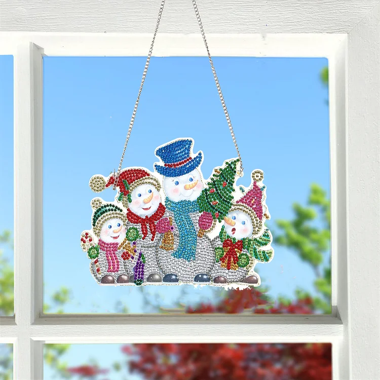 DIY Diamond Painting Wall Hanging - Christmas Snowman