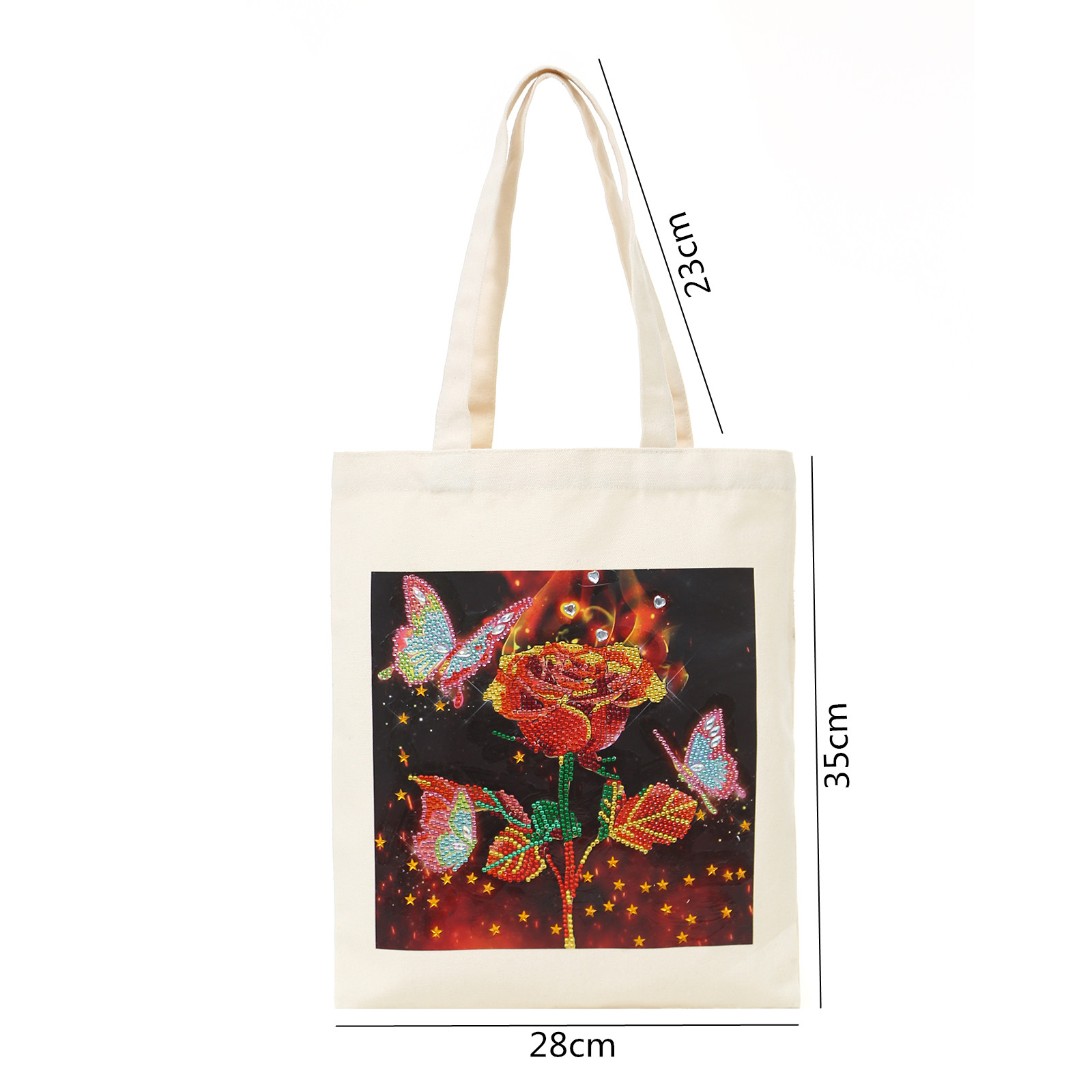 DIY Diamond Painting Canvas Tote Bag - Red Rose