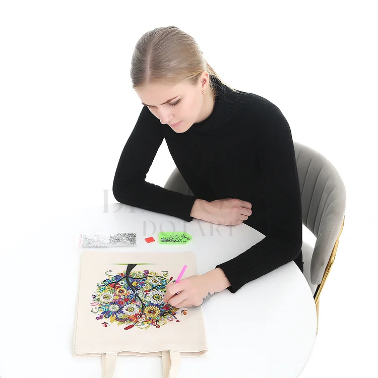 DIY Diamond Painting Canvas Tote Bag - Colorful Tree
