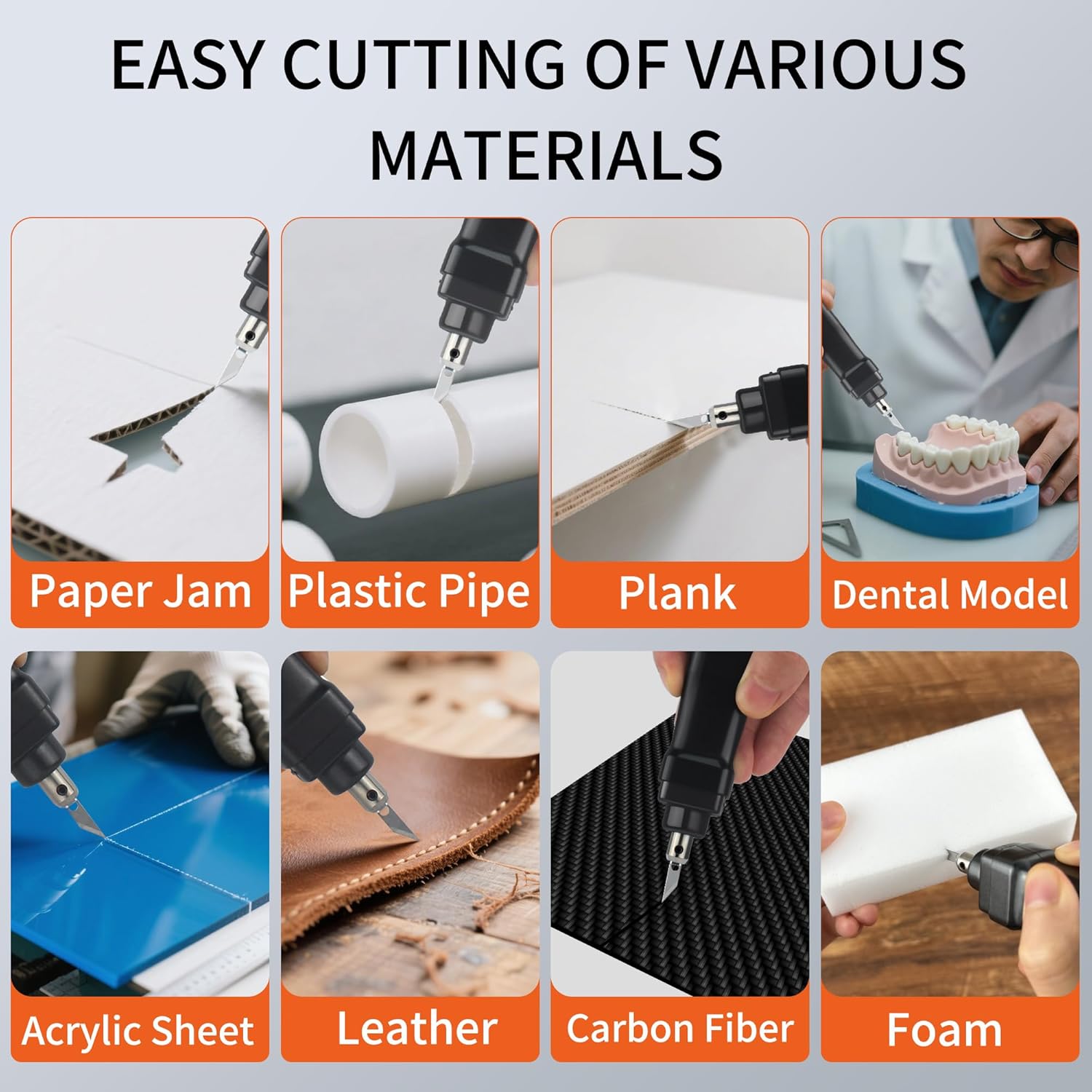 Handheld Ultrasonic Cutter,Patented Non-Slip Grip,40 Replacement Blades,30W 40KHz High-Precision Ultrasonic Cutting Knife for Plastic, Resin, Carbon Fiber,3D Print Models & More