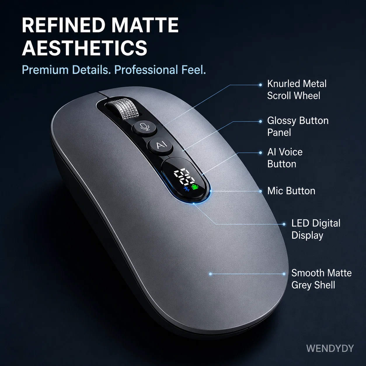 🖱️  AI Smart Voice Wireless Mouse – 1600 Words/Min, Translation Hub, Ergonomic ✨