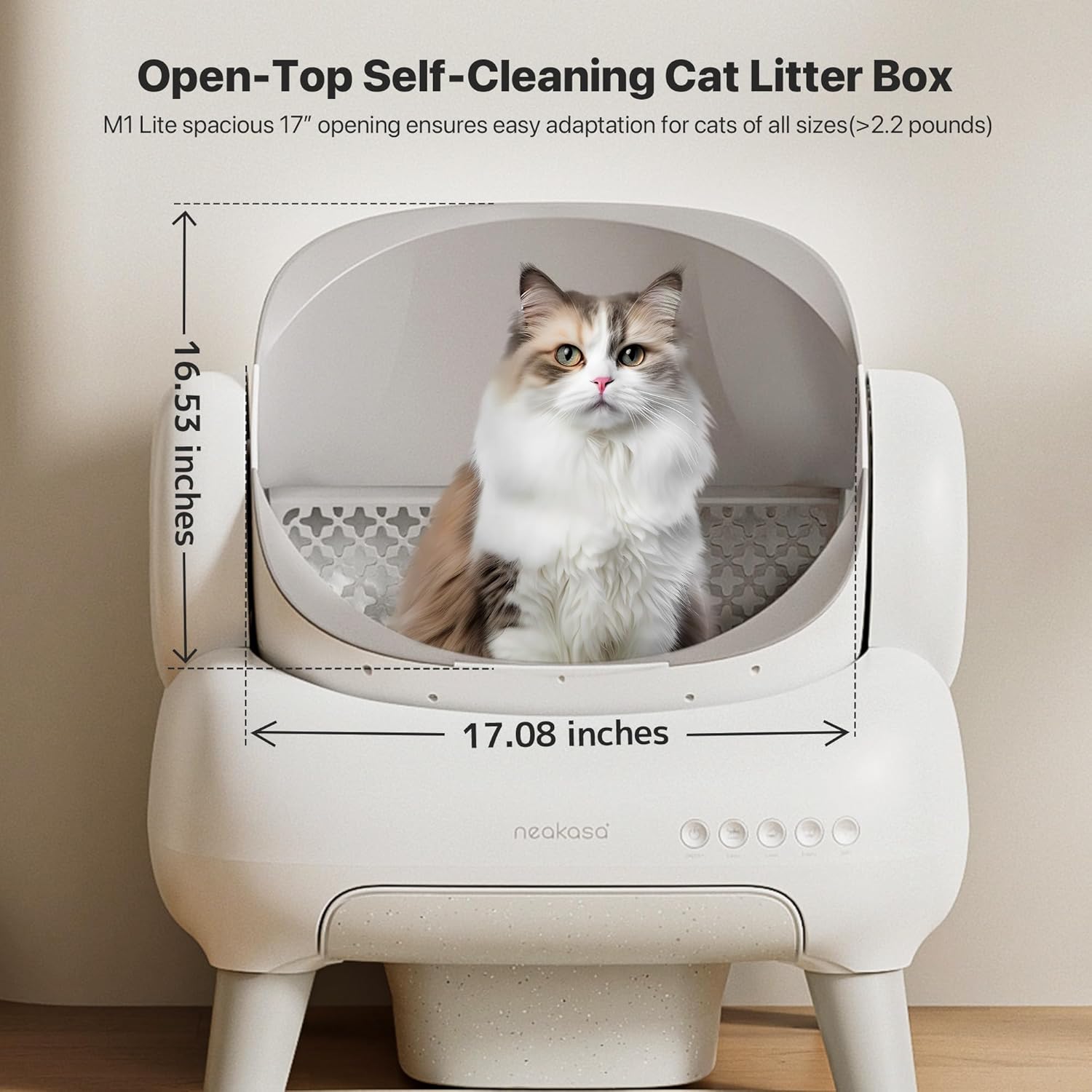 M1 Plus Bundle Open-Top Self-Cleaning Cat Litter Box with APP Control, Includes 4 Rolls (60pcs) Refill Waste Bags, 2 Extra Rolls Added (Plus Version)
