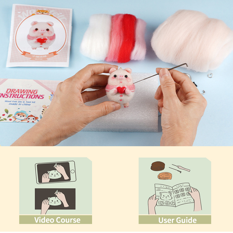FeltingJoy - Cute Pig Needle Felting Kit - Baby Piggy