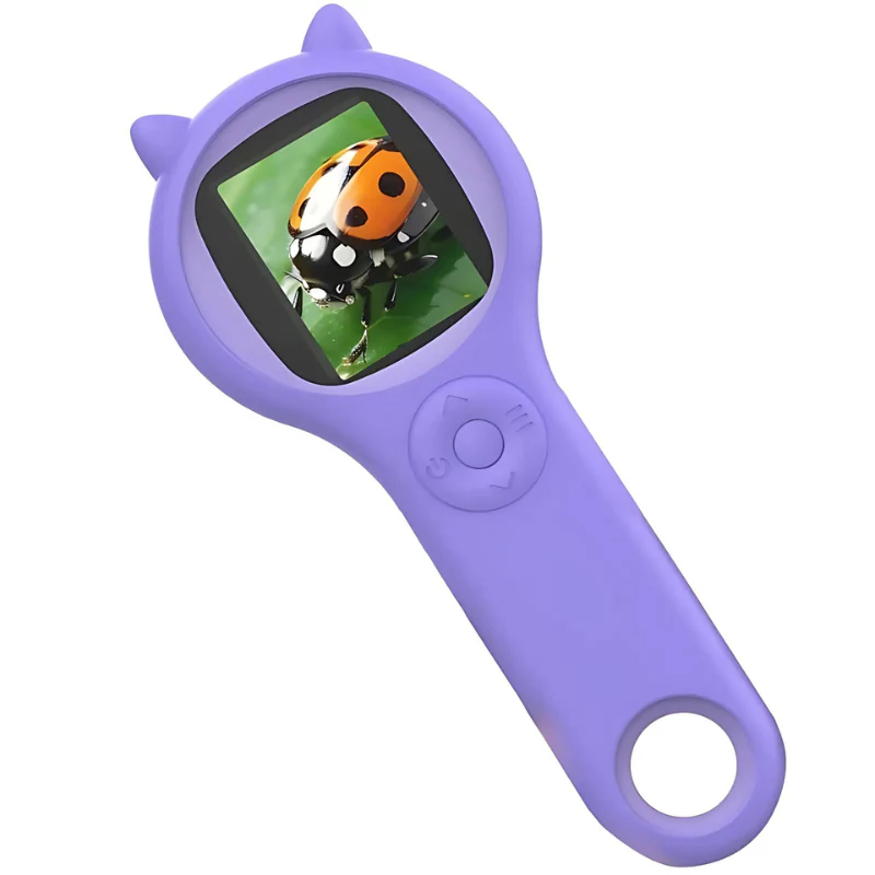 Portable handheld microscope for kids. Mini digital microscope for kids. Educational science toy. STEM.