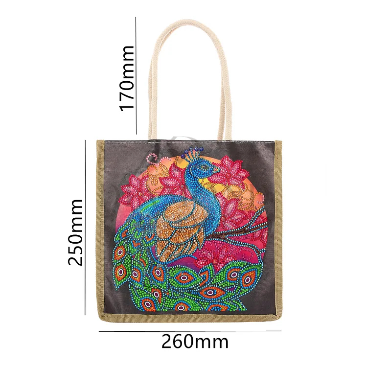 DIY Diamond Painting Canvas Tote Bag - Peacock