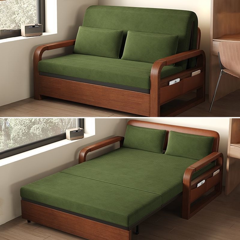 New Style Sofa Bed Folding Bed Multi-Functional All-In-One Dual-Use Double Living Room Oil Wax Leather Sofa Bed Retractable