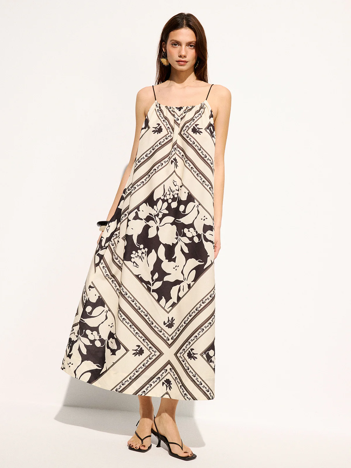 Oversized Floral Print Cami Maxi Dress