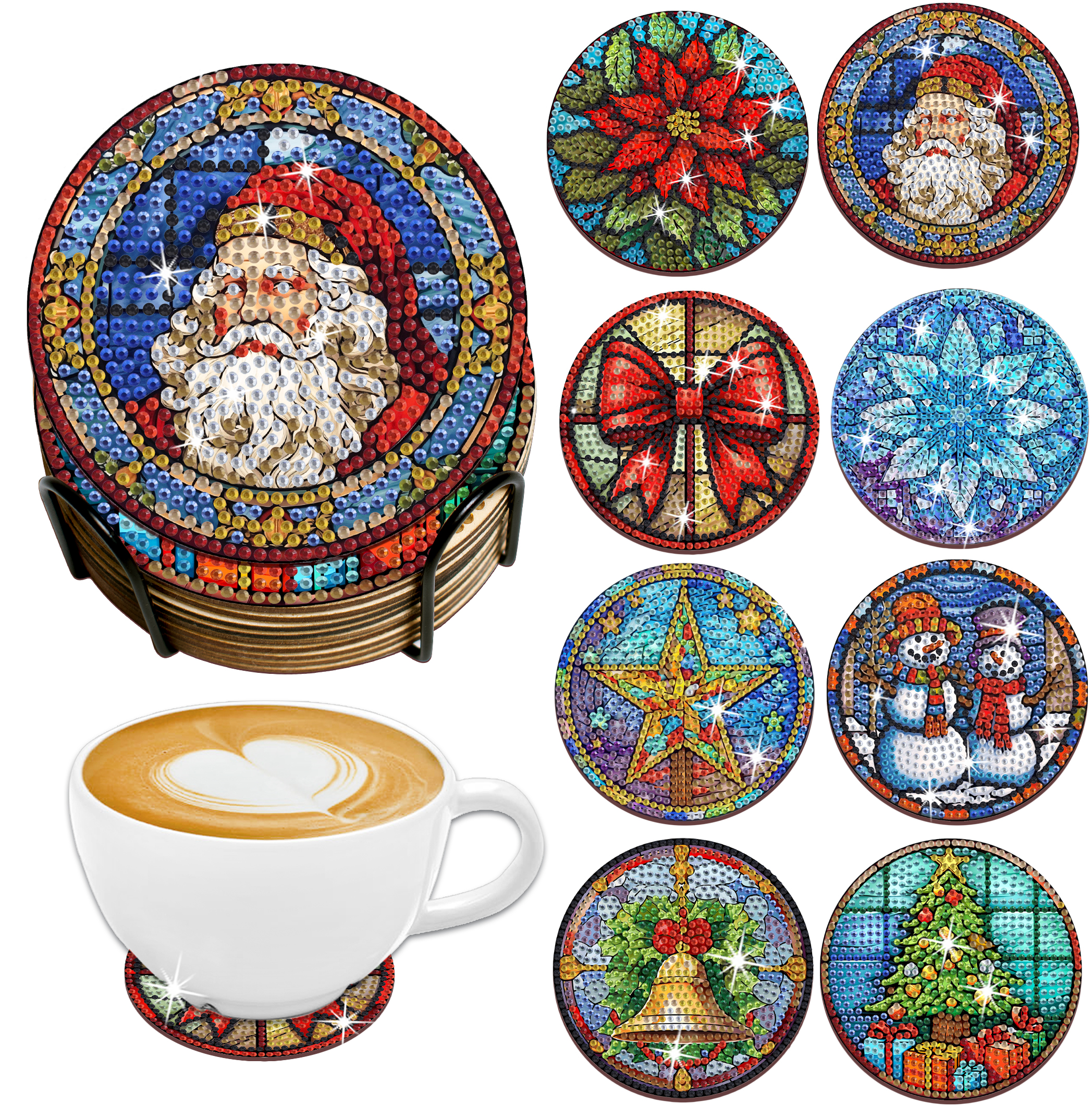 DIY Christmas B Diamond Painting Coasters