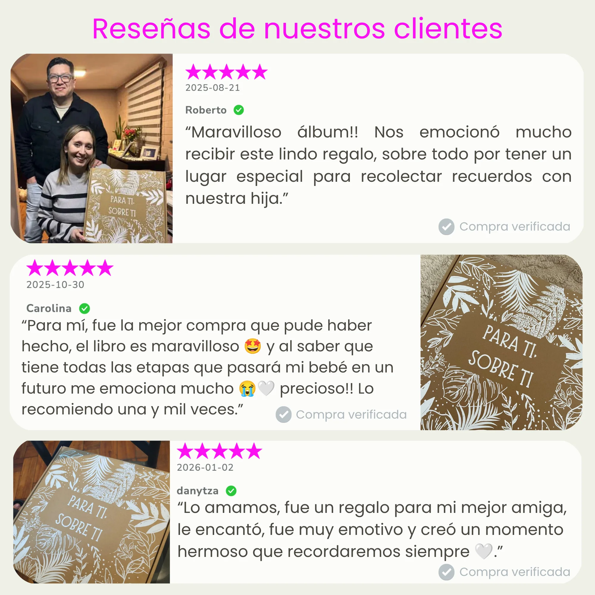 Álbum para bebé ARTESANAL - Su vida de 0 a 18 años + Empaque de REGALO