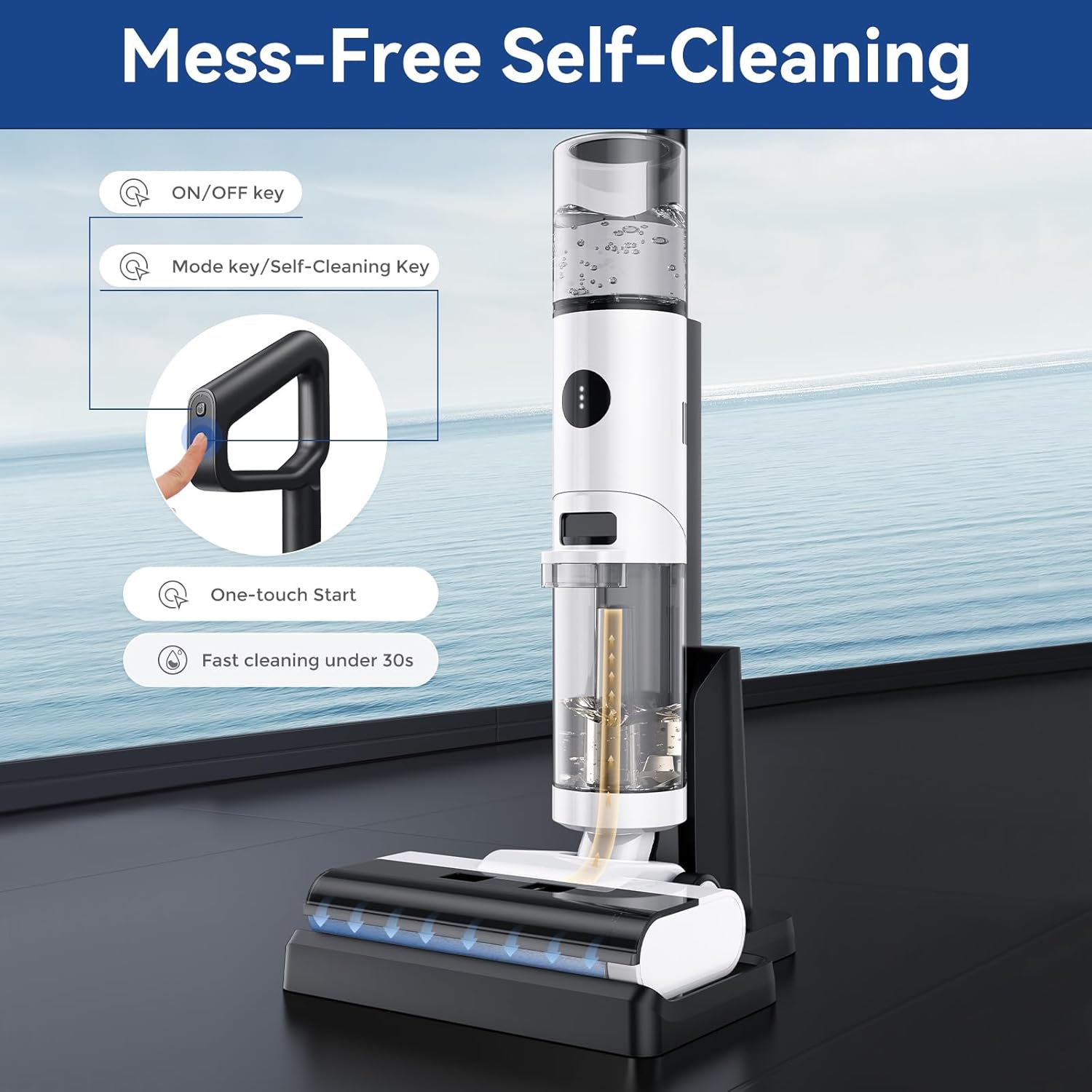 Wet Dry Vacuum Cleaner Cordless Hard Floor Vacuum and Mop Combo, Floor Cleaner Machine with Self Propelled, 0.1Inch Edge Cleaning, One-Step Cleaning