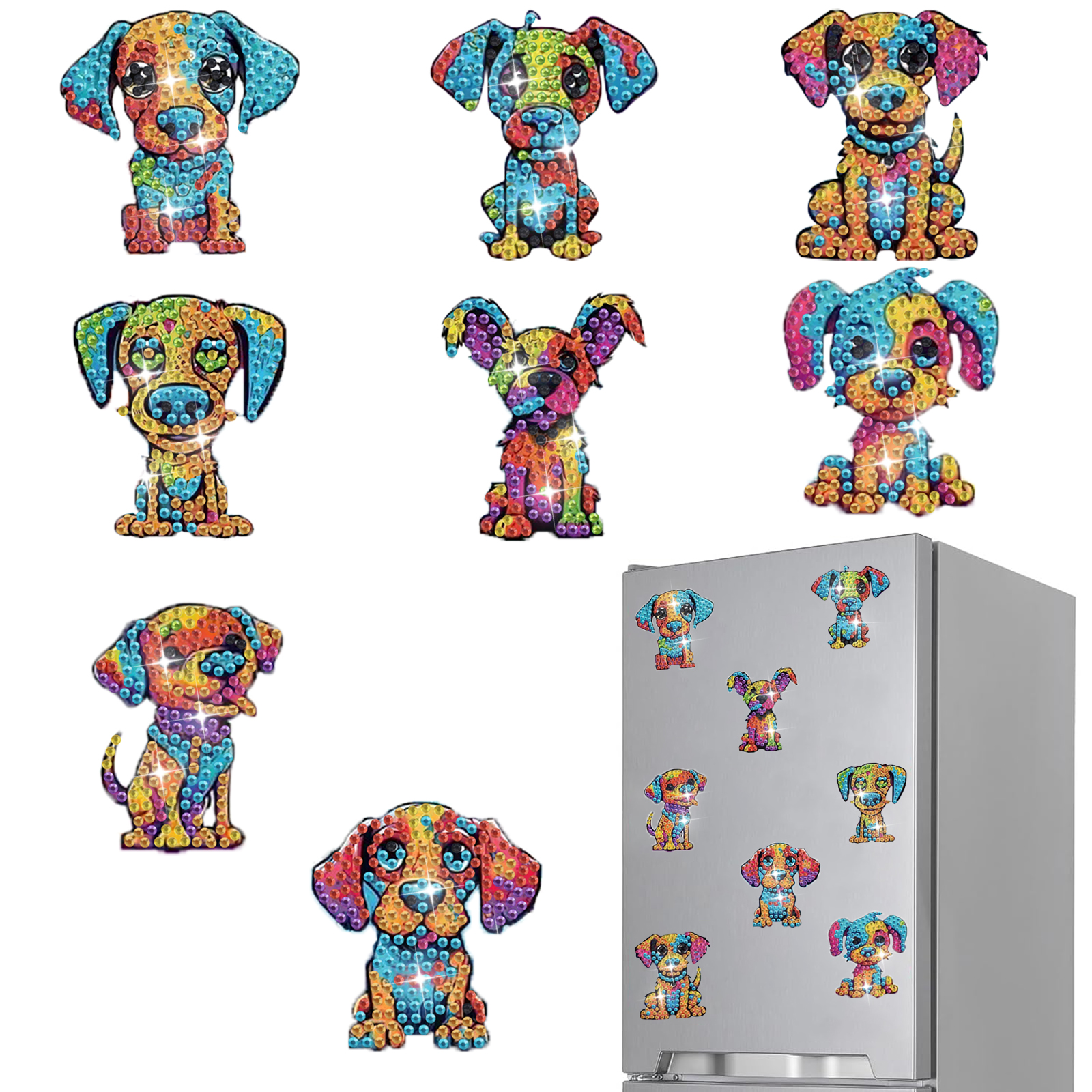 DIY Diamond Painting Fridge Stickers - Colorful Dog