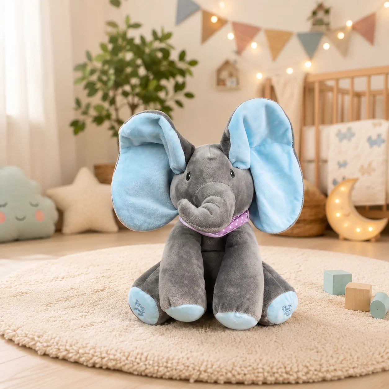 Singing Elephant Peekaboo with Moving Ears