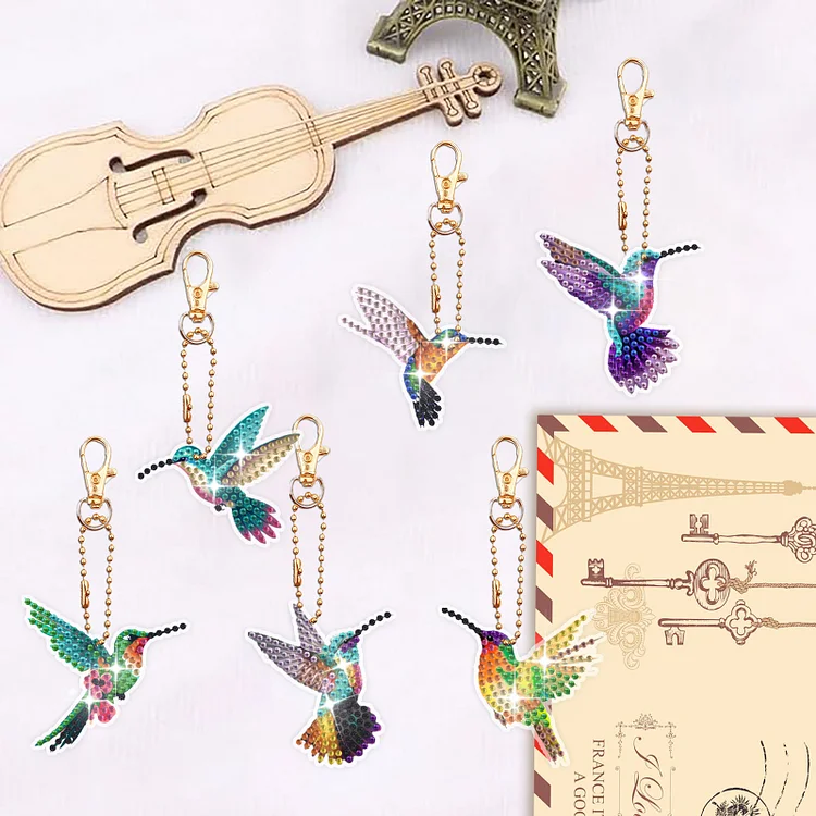 DIY Diamond Painting Keychain - Hummingbird