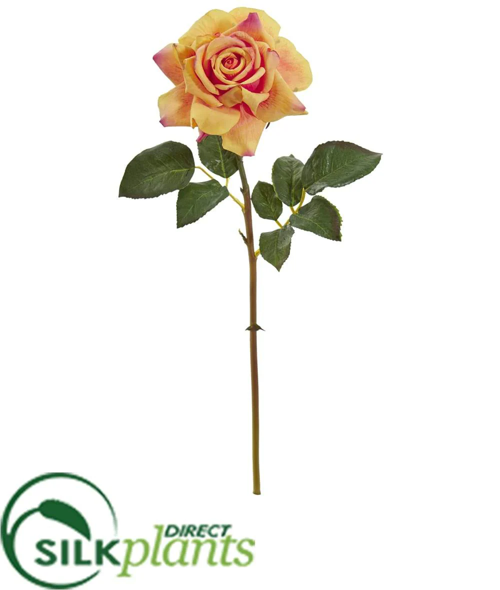 Silk Plants Direct Rose Artificial Flower - Yellow - Pack of 6