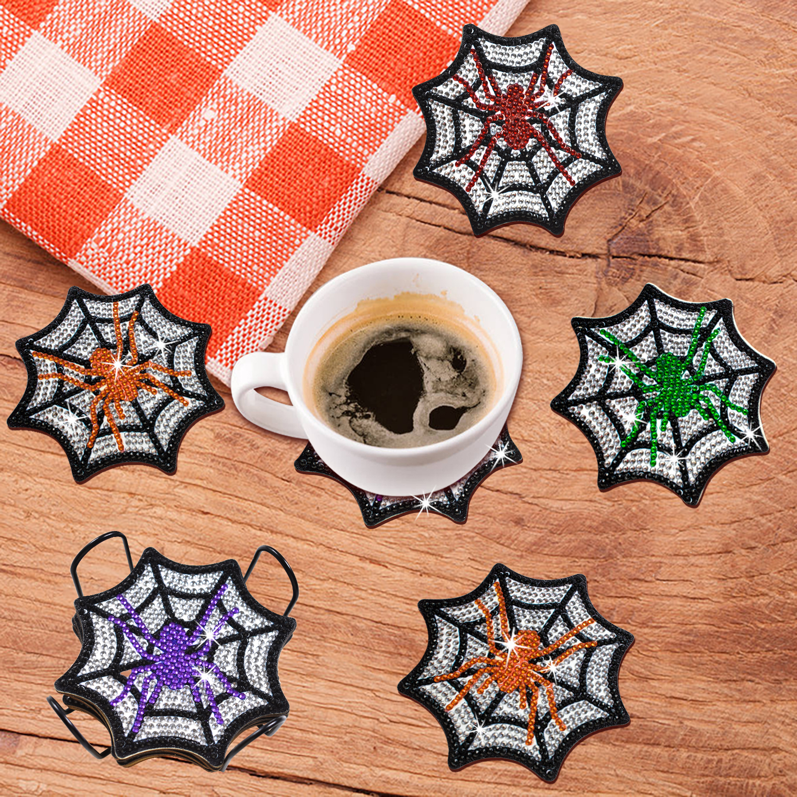 DIY Halloween Cobweb  Diamond Painting Coasters