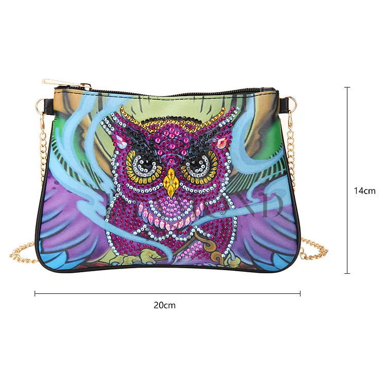 DIY Diamond Painting Leather Bag - Purple Owl