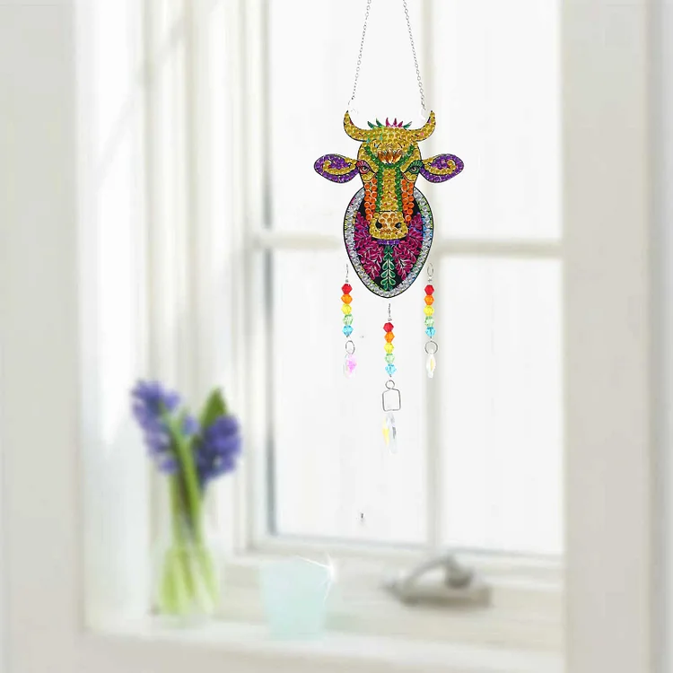 DIY Diamond Painting Wind Chime - Cow
