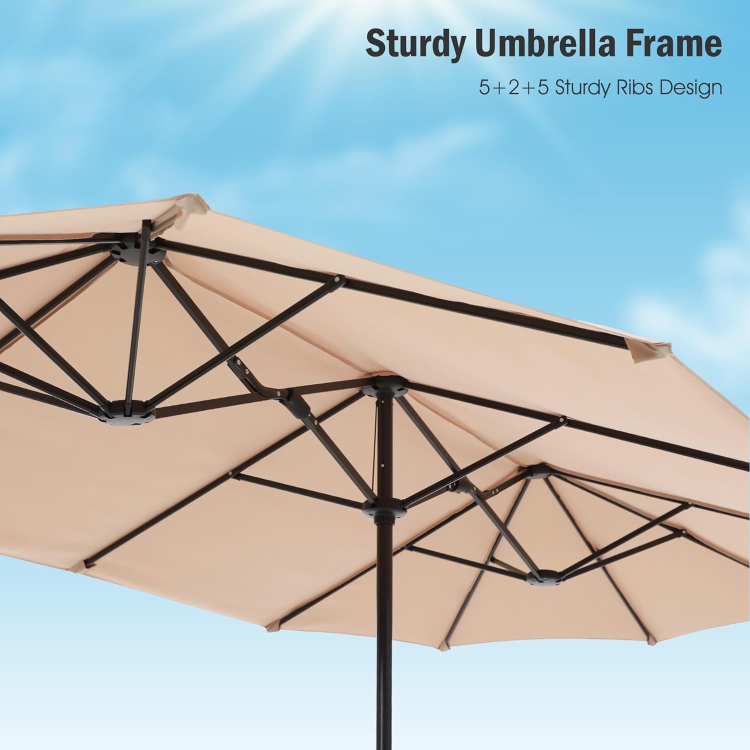 ⚡Clearance Sale🌞Oversized Outdoor Patio Umbrella with Crank Lift & LED Lights