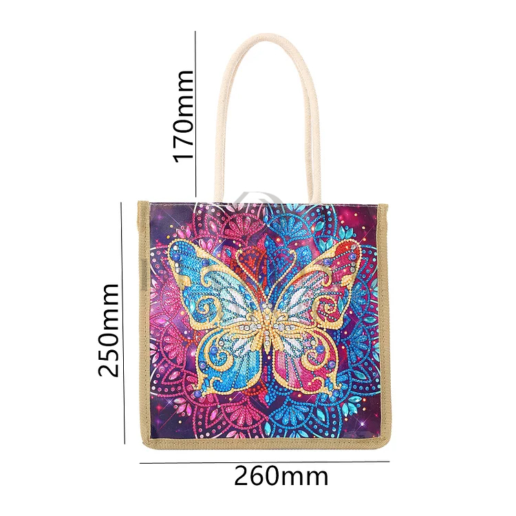 DIY Diamond Painting Canvas Tote Bag - Red and Blue Butterfly