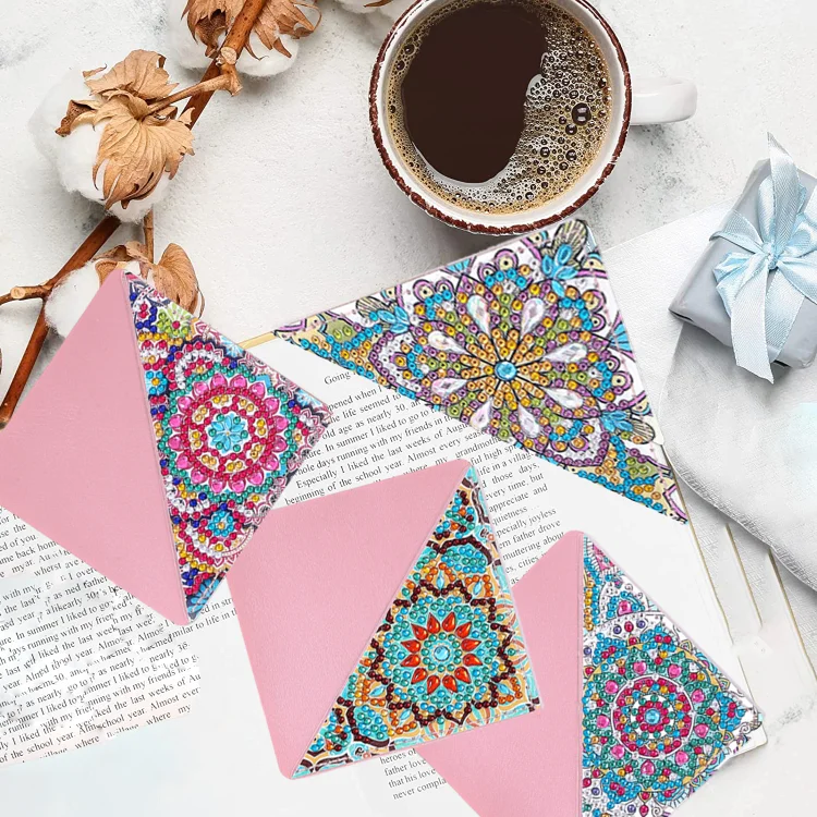 DIY Diamond Painting  Corner Bookmark - 4 Pcs Mandalas C