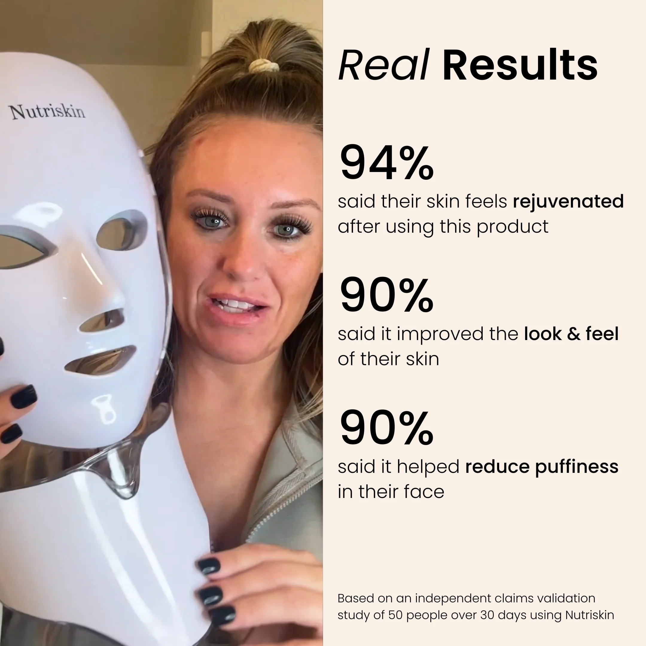 Nutriskin LED Face Mask - Red Light Therapy for Wrinkles + FREE Neck Mask ($169 Value)