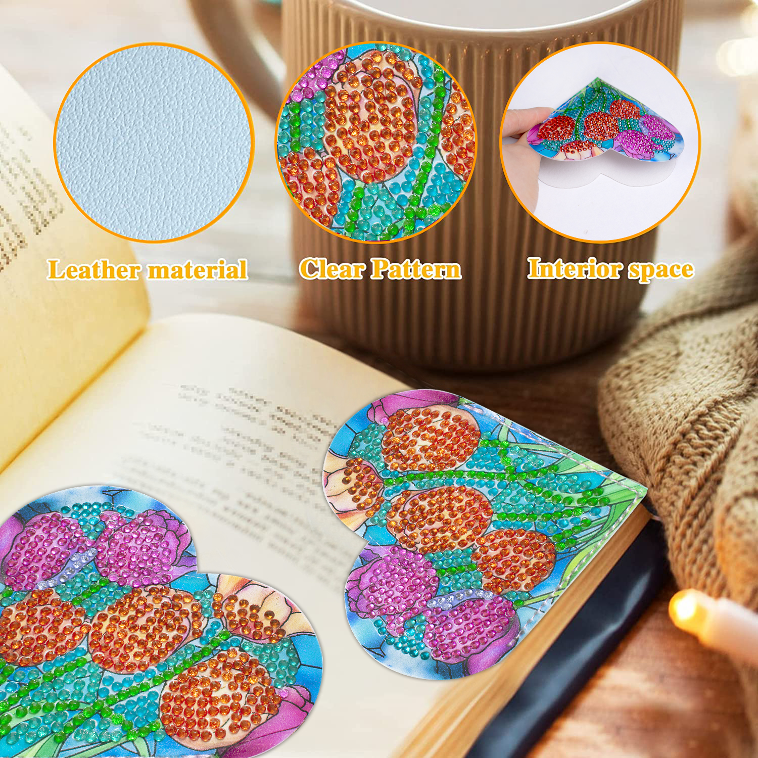 DIY Diamond Painting  Corner Bookmark - 4 Pcs Flowers
