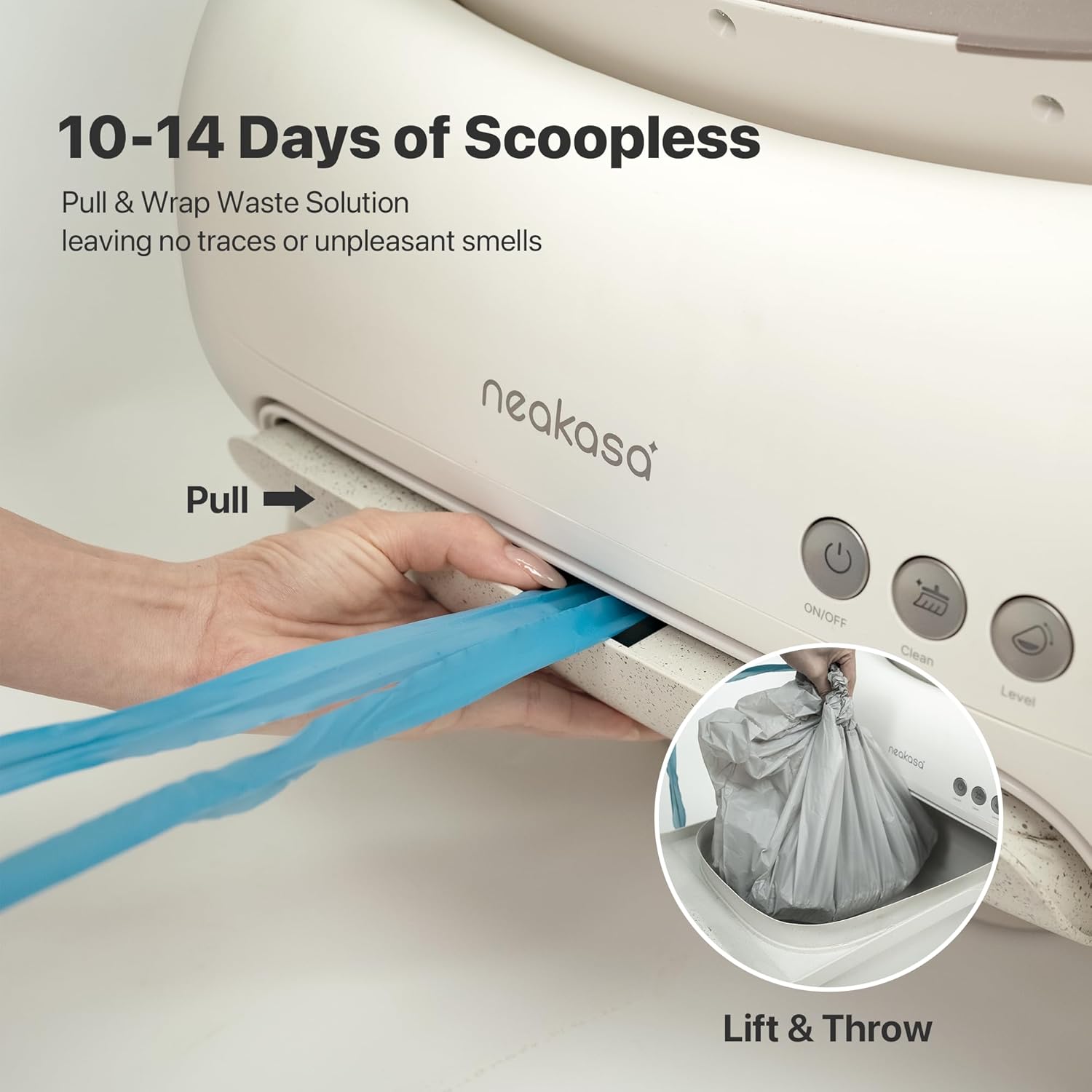 M1 Plus Bundle Open-Top Self-Cleaning Cat Litter Box with APP Control, Includes 4 Rolls (60pcs) Refill Waste Bags, 2 Extra Rolls Added (Plus Version)