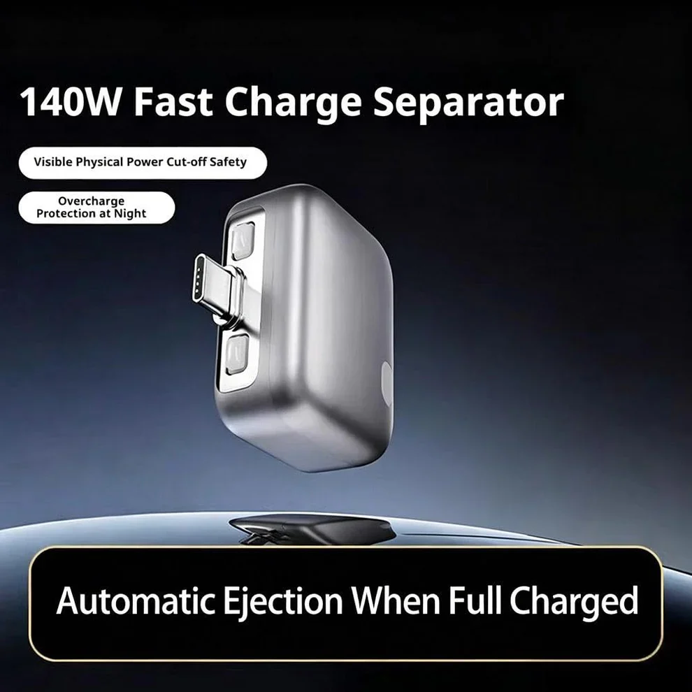 140W Fast Charge Separator – Auto Disconnect Charging Adapter - فاصل شاحن ذكي وإيقاف تلقائي للجوالات تايب سي حتى 140 واط