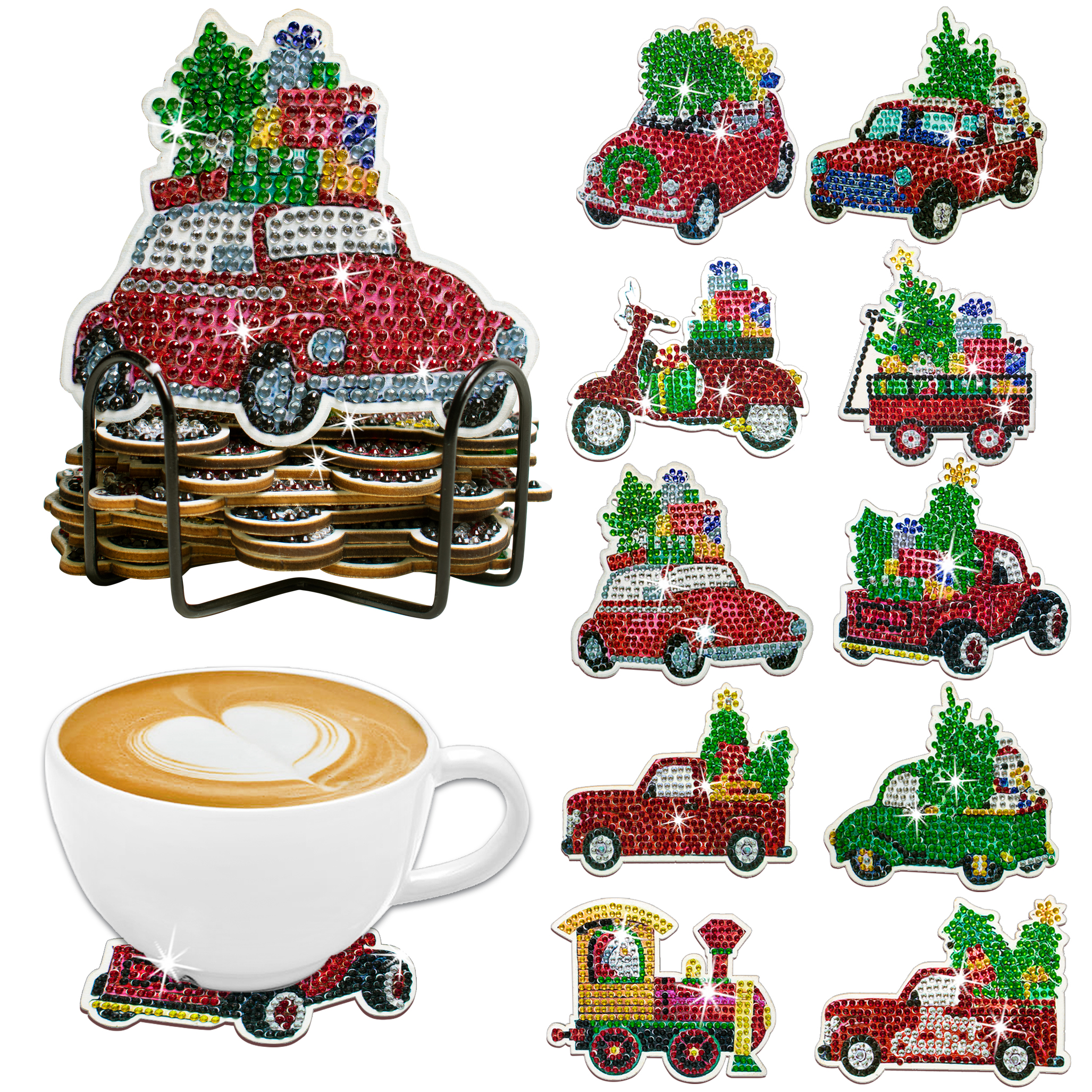 DIY Christmas Car A Diamond Painting Coasters
