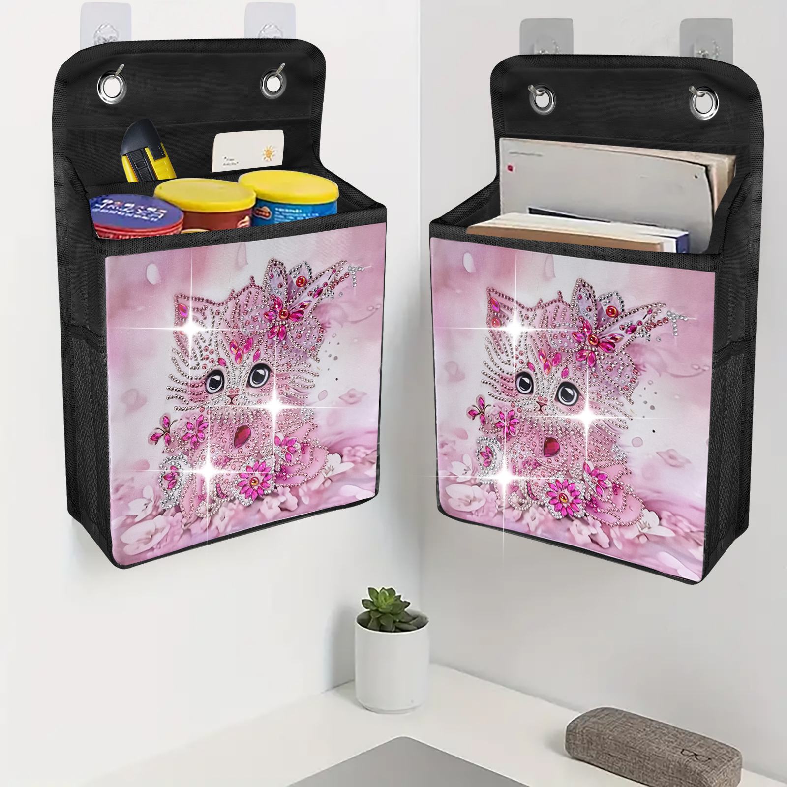 DIY Diamond Painting Hanging Bag - Pink Cat