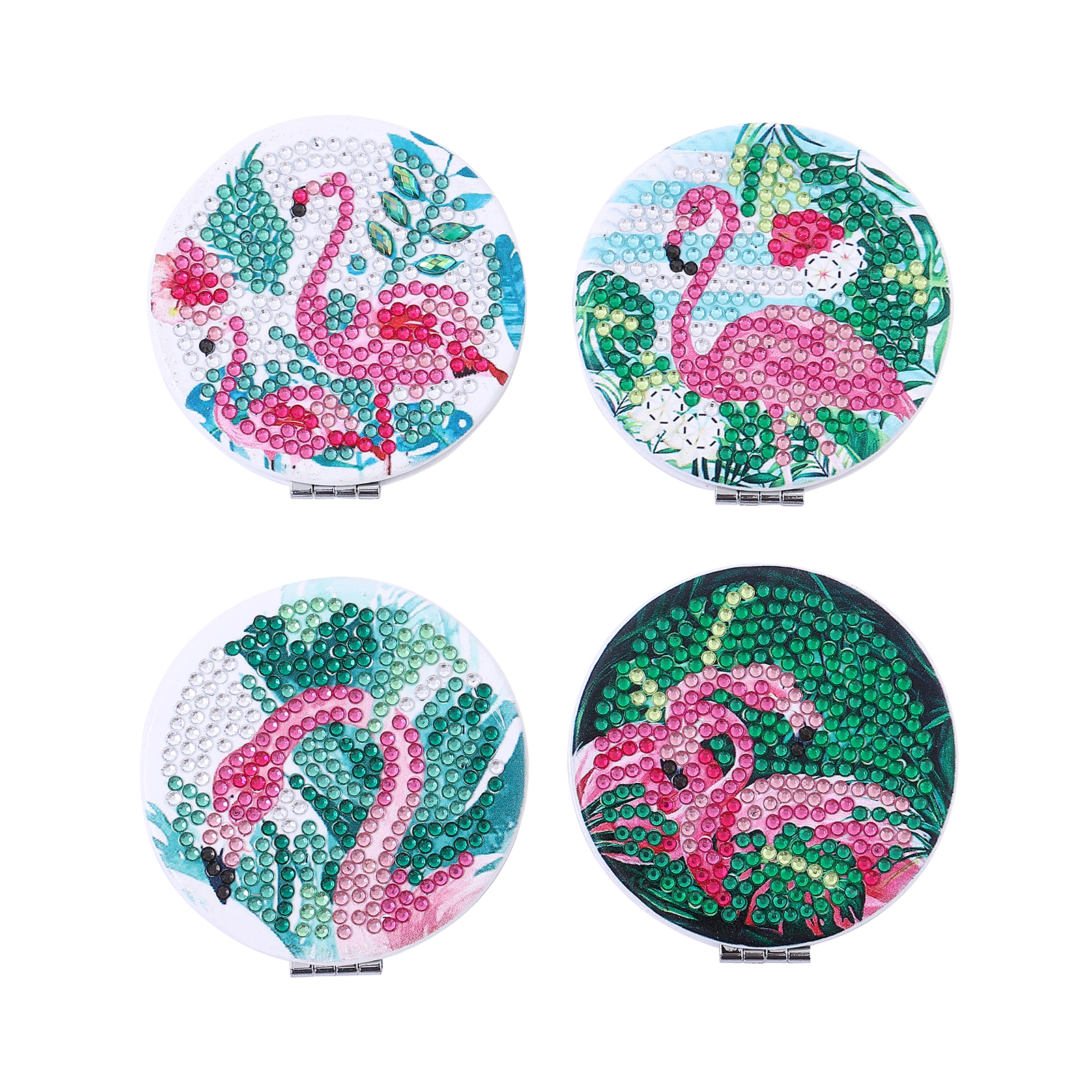 DIY Diamond Painting Compact Mirror - Flamingo