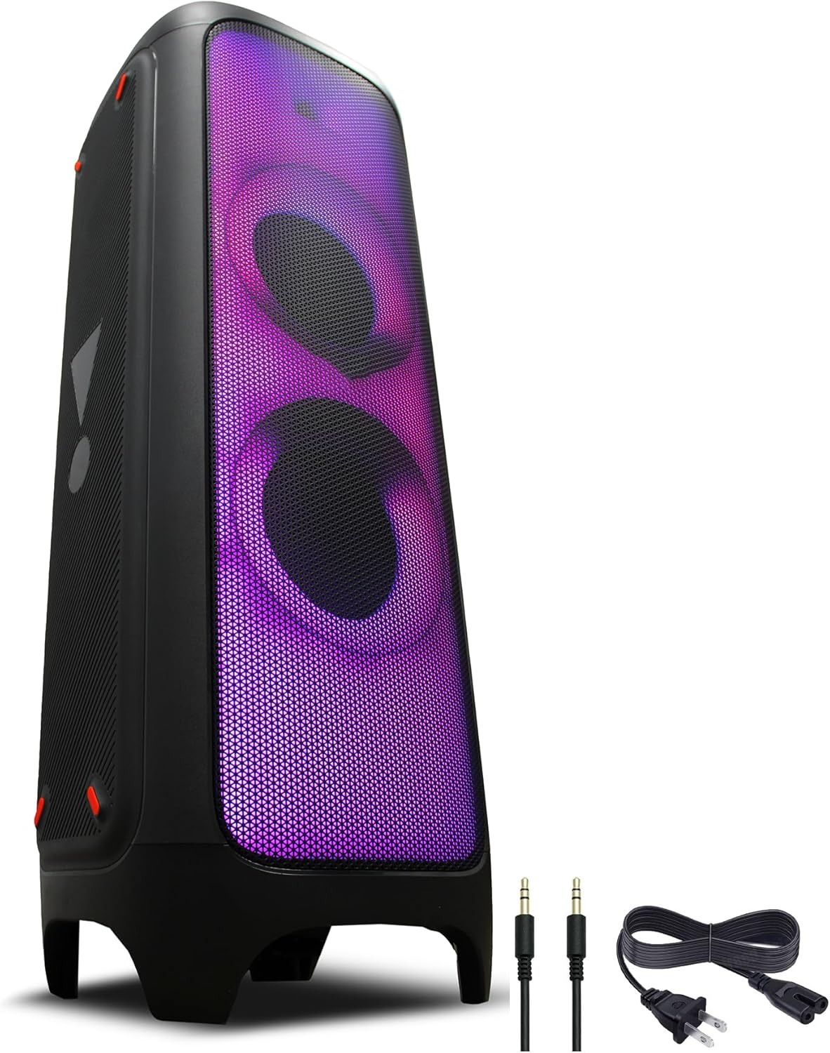 Bluetooth Party Speaker with Wireless Dual Microphone System, AUX Cable & Microfiber Cleaning Cloth, Portable Karaoke Speaker for Parties and Events