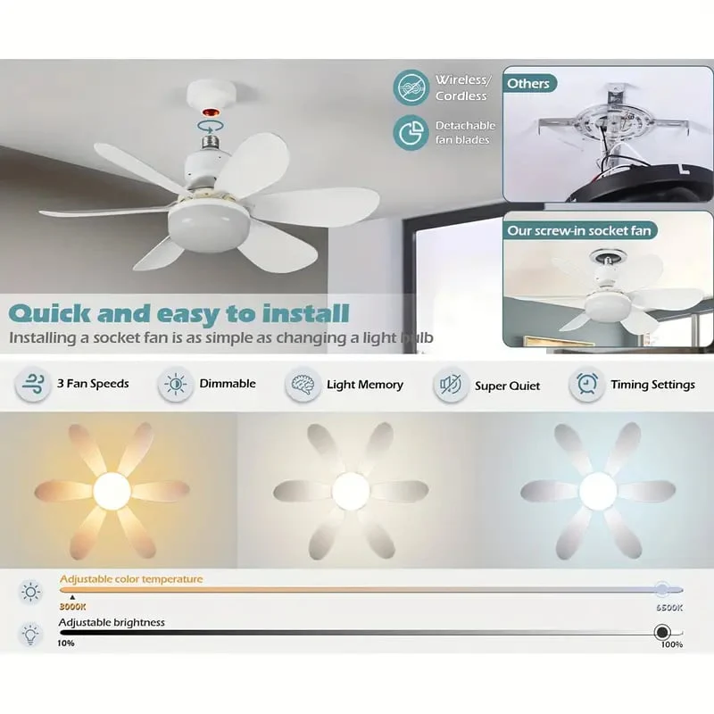 🏆LAST DAY SALE 49% OFF🔥SmartBreez™ 40W LED Ceiling Fan Light – 20.5” Ultra-Quiet with Remote 🎯 | E27 + FREE B22 Adapter 🔌 | For Bedroom 😴, Kitchen 👩‍🍳 & Garage 🛠️ – UK Ready! 🇬🇧