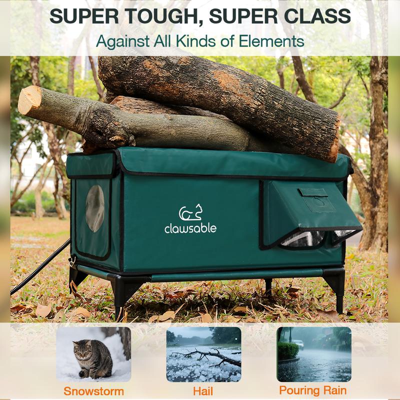 🏠Clawsable Indestructible Heated Cat House for Outdoor Winter - Final Clearance Sale!🌟