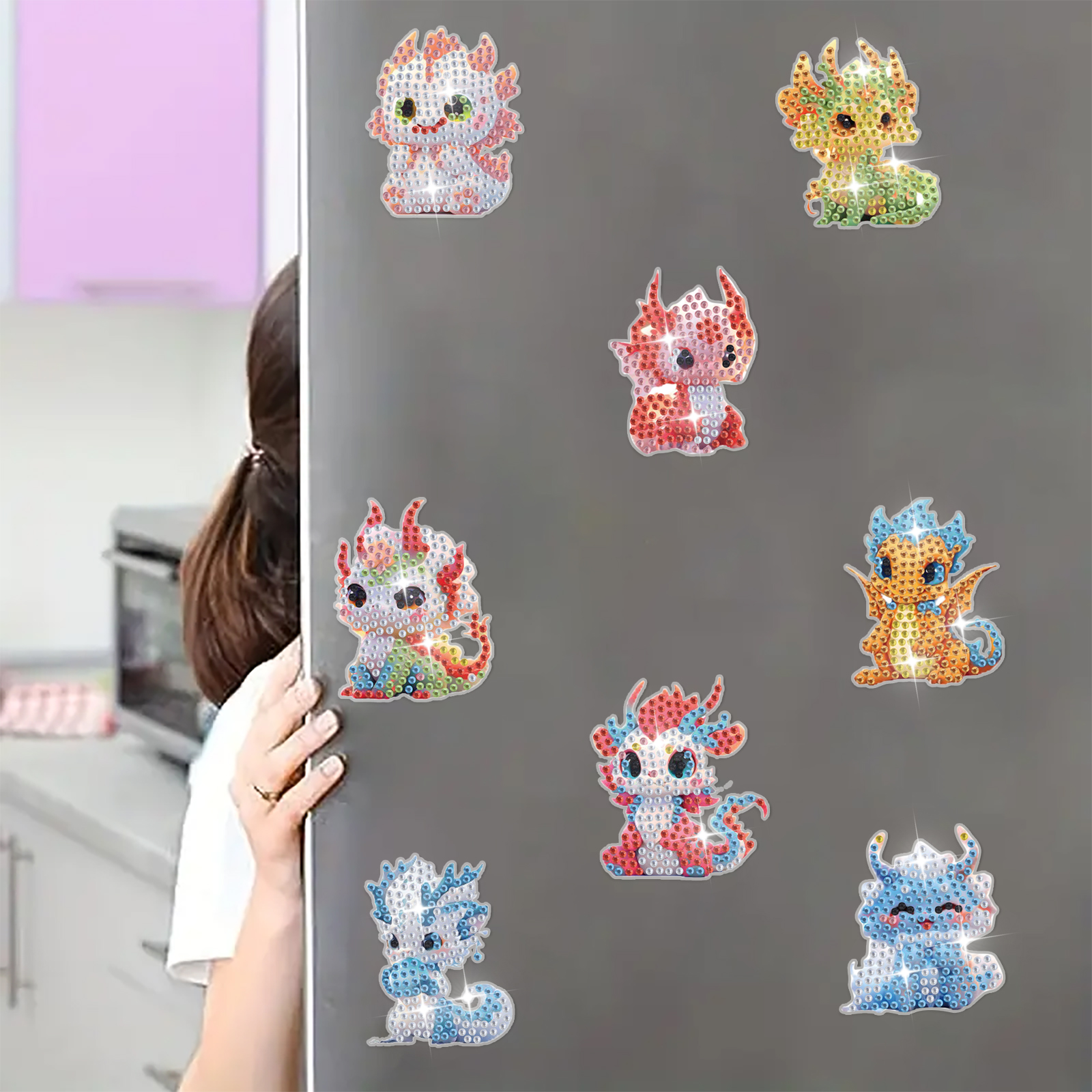 DIY Diamond Painting Fridge Stickers - Young Dragon