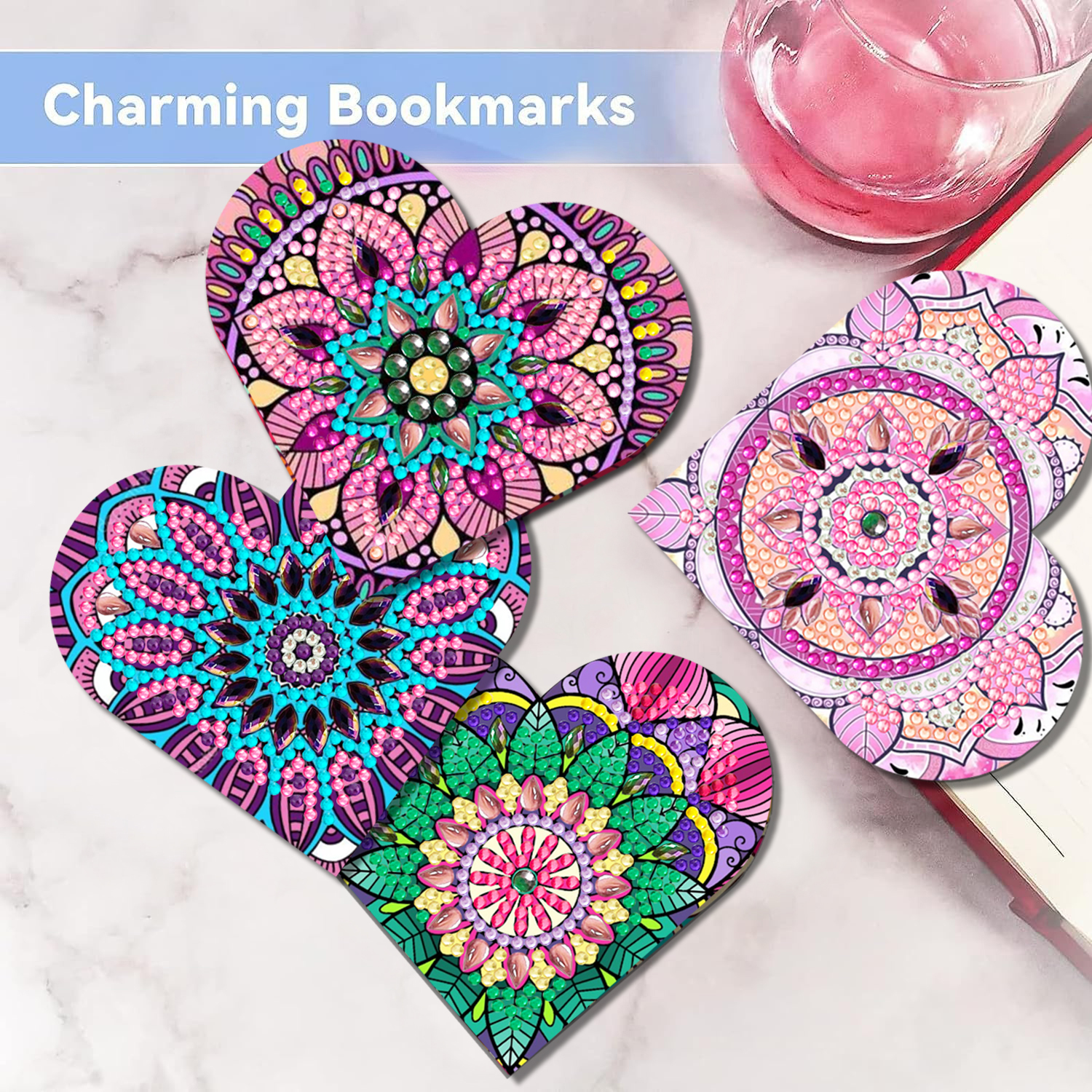 DIY Diamond Painting  Corner Bookmark - 6 Pcs Mandalas G