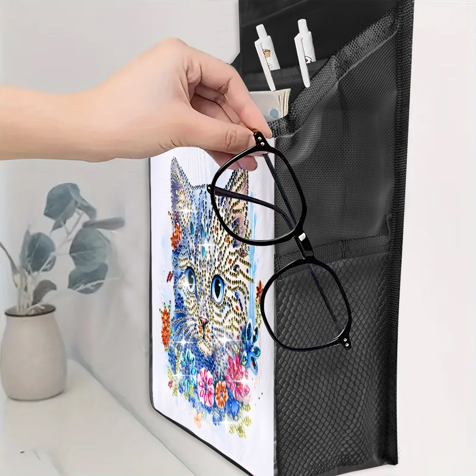 DIY Diamond Painting Hanging Bag - White Cat