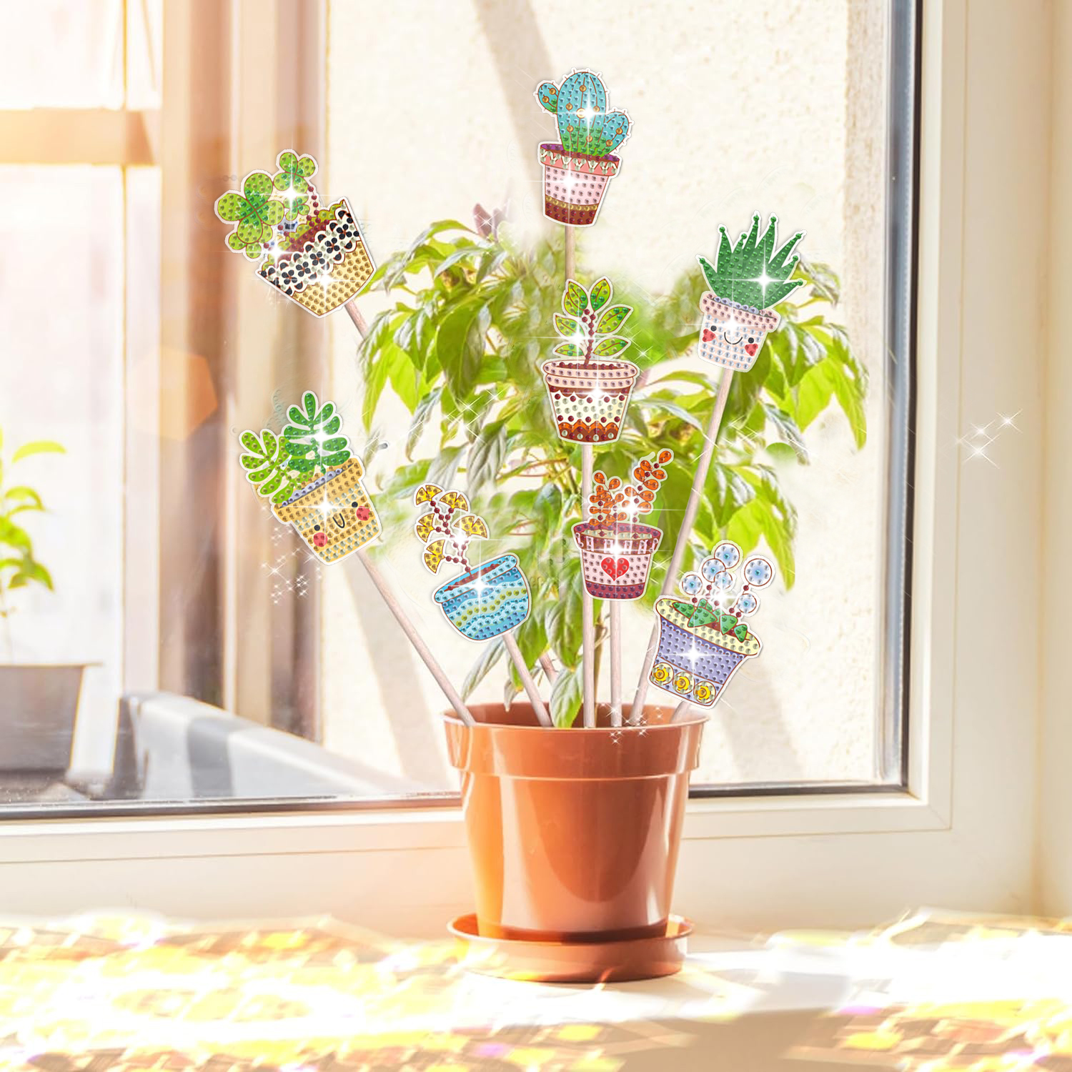 DIY Diamond Painting Desktop Decoration Ikebana - Succulent