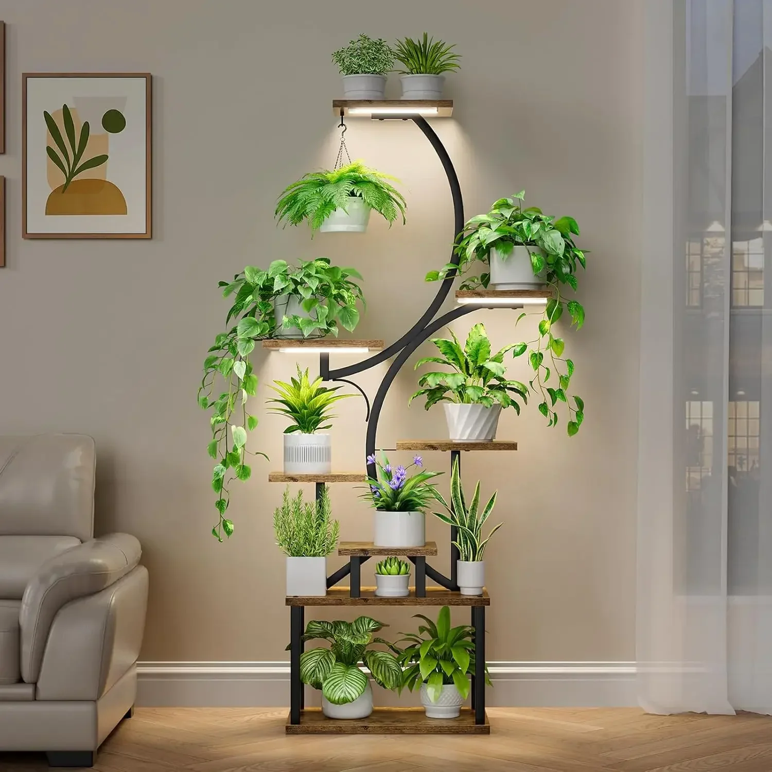 Plant Stand with Grow Lights, 8 Tier Metal Shelf