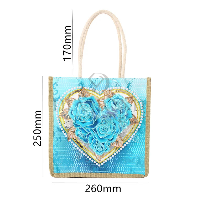 DIY Diamond Painting Canvas Tote Bag - Blue Rose