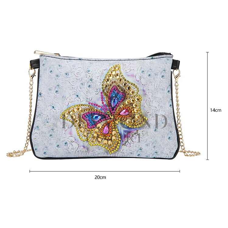 DIY Diamond Painting Leather Bag - Golden Butterfly