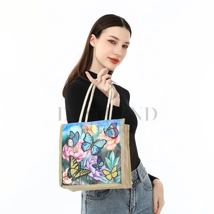 DIY Diamond Painting Canvas Tote Bag - Flower Lovers Butterfly