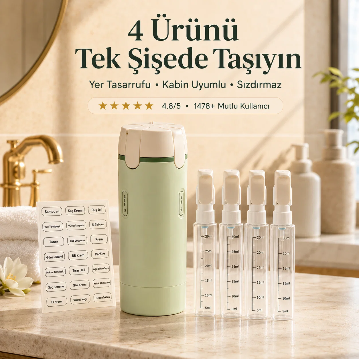 🎒 Tüm Bakım Ürünlerinizi Tek Şişede Taşıyın
