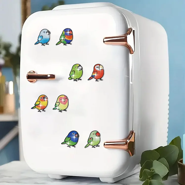 DIY Diamond Painting Fridge Stickers - Colorful Parrots