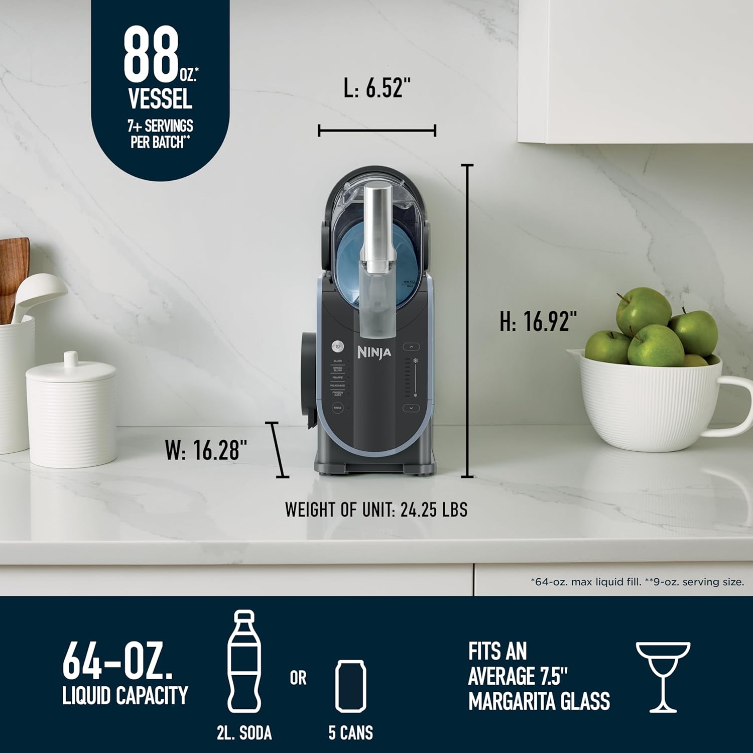 Professional Frozen Drink Maker with RapidChill Technology, 88 oz. Frozen Drink & Slushie Machine, 5 Preset Programs, Frozen Margaritas, Frappés, and More, Orange Mango, FS301OR