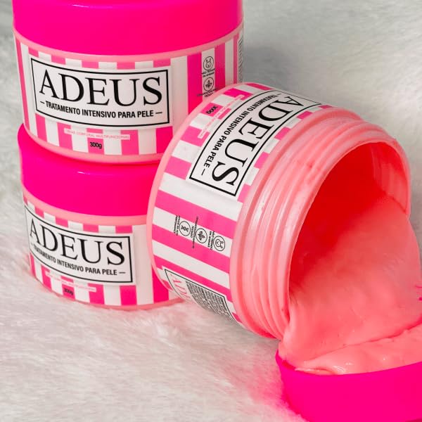 Adeus Crema Brasileña – Crema Rosa Anti-Estrías con Árnica, Jengibre, Cafeína y Té Verde – 300g