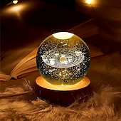 Glowing Planetary Galaxy Crystal Ball Night Lights USB Power Warm White Bedside Light Christmas Kid Gift Night Lamp