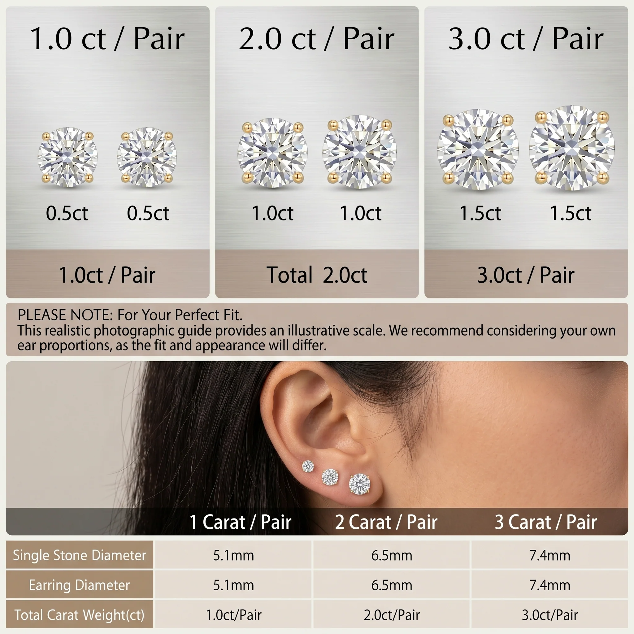 Moissanite Diamond  Four-Prong Stud Earrings
