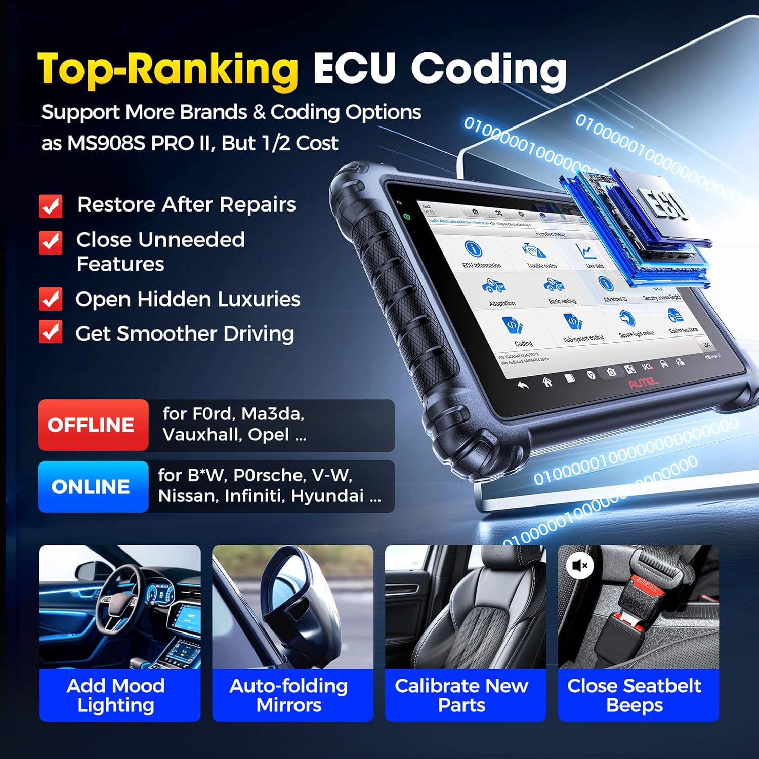 MaxiSys MS906 PRO Scanner, 2026 MS906Pro Same as MS906MAX, Top ECU Elite 2.0 of MS906BT MP900BT MP900 MS908S, Bidirectional 3K+ Test, OE All Sys, CAN FD DoIP, 36+ Service, AutoScan 2.0